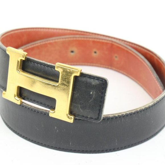 Hermès Black x Gold 32mm Reversible H Logo Belt Kit 50h421s - Picture 7 of 12
